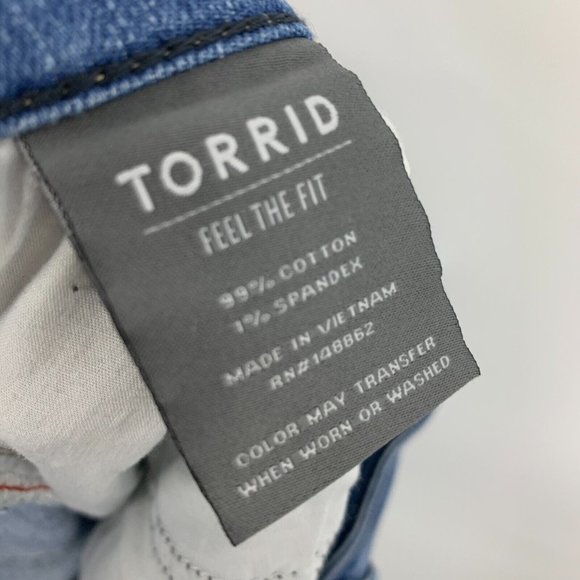Torrid Jeans Boyfriend Straight Stretch Blue Distressed - Picture 13 of 13